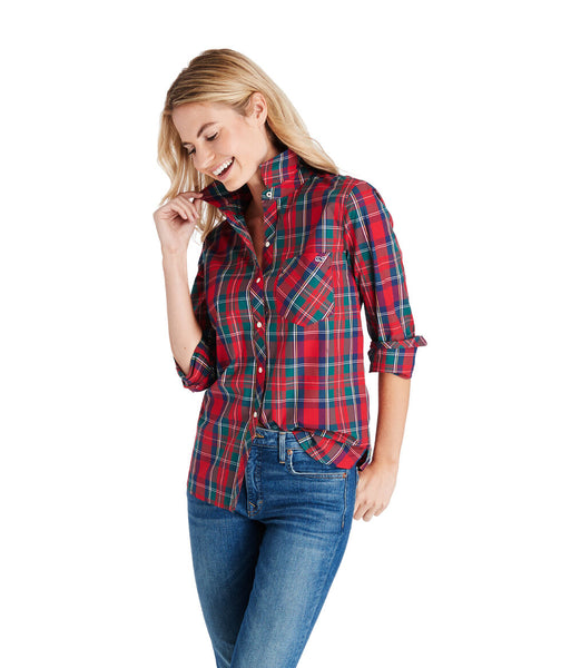 Vineyard Vines | Women's Merry Plaid Relaxed Button Down